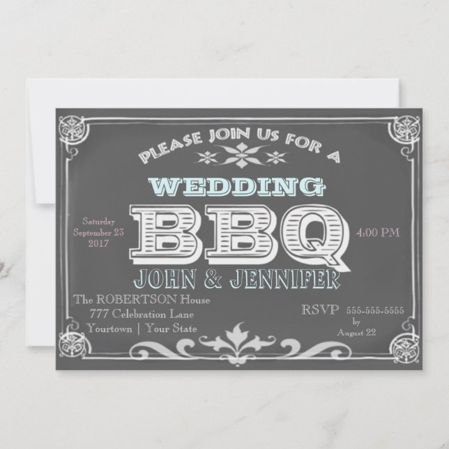 Wedding Chalkboard BBQ Invitation (Front)