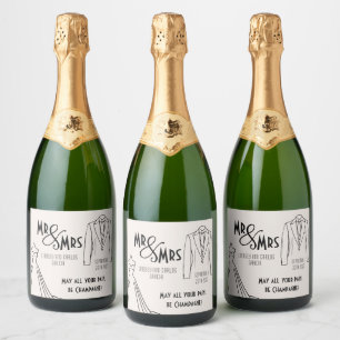wedding champagne bottle label Mr and Mrs vintage
