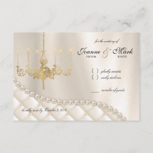 Wedding Chandelier RSVP Card Lighting Ivory Pearls