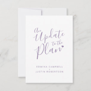 Wedding change of plan purple white cancellation