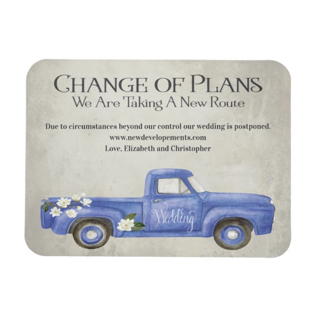 Wedding Change Of Plans Blue Vintage Truck Magnet (Horizontal)