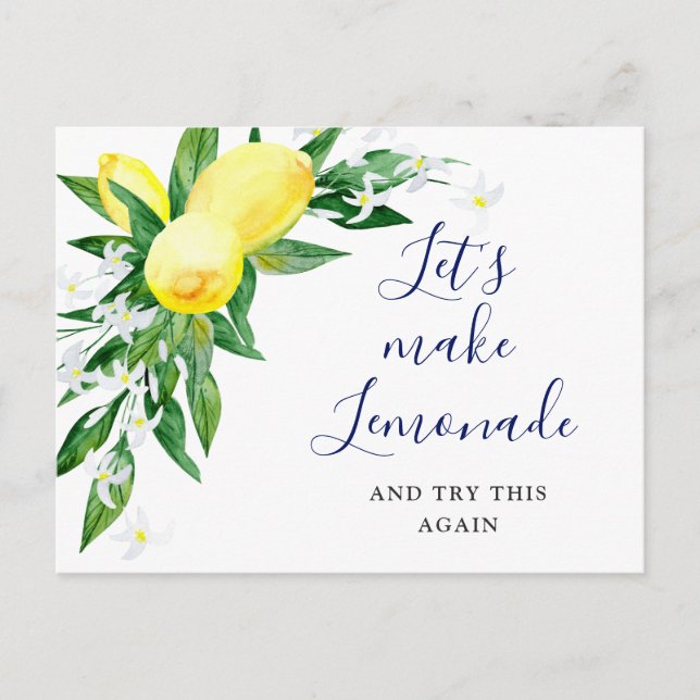 Wedding Change the Date Lemons Blossom Postcard (Front)