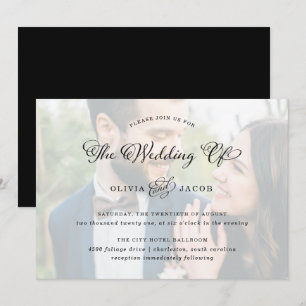 Wedding Charm   Black and White Calligraphy Photo Invitation