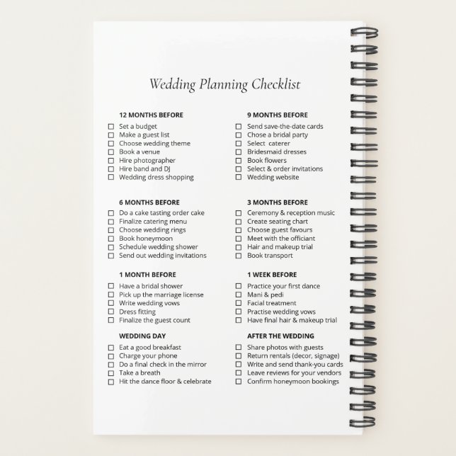 Wedding Checklist Planner (Back)