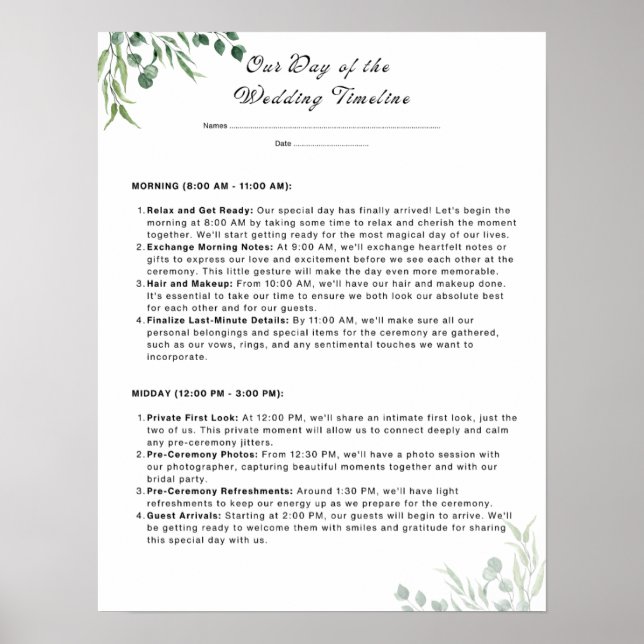 Wedding Checklists - Day of Wedding Planner Poster (Front)