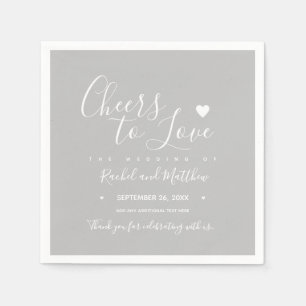Wedding "cheers to love" Elegantly Written Grey Napkin