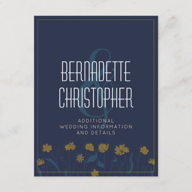 Wedding Chic Modern Elegant Simple Blue Yellow Enclosure Card (Front)