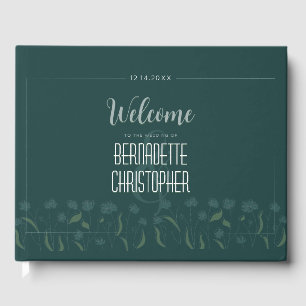 Wedding Chic Modern Elegant Simple Green Emerald Guest Book