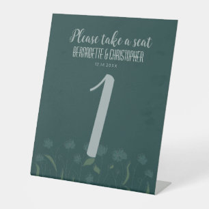 Wedding Chic Modern Elegant Simple Green Emerald Pedestal Sign