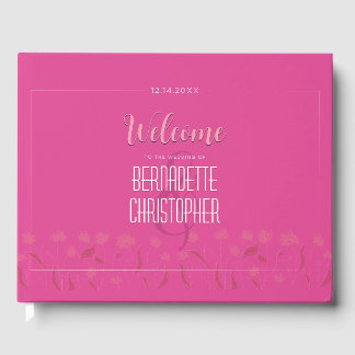 Wedding Chic Modern Elegant Simple Pink Guest Book