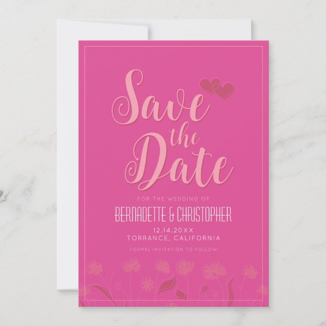 Wedding Chic Modern Elegant Simple Pink Save The Date (Front)