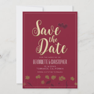 Wedding Chic Modern Elegant Simple Red Wine Save The Date