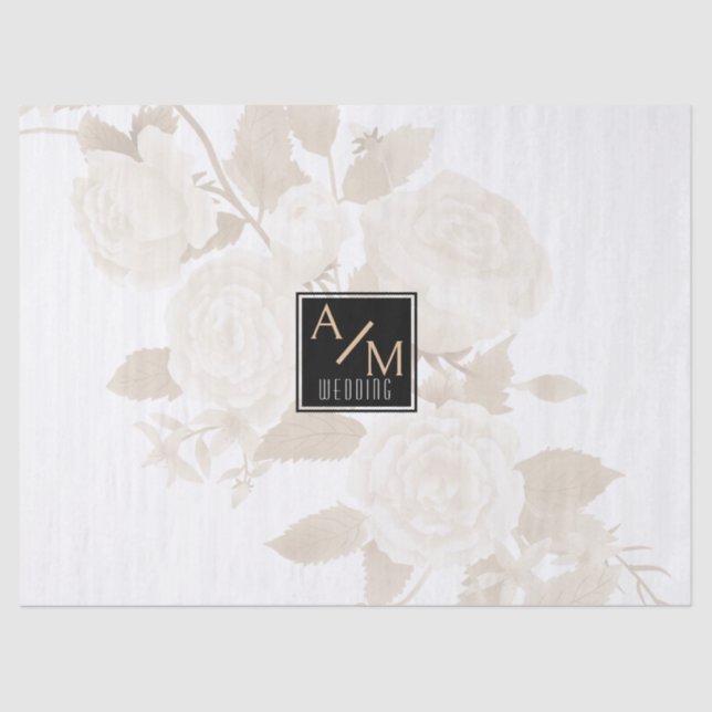 Wedding Chic Monogram White Tissue Paper (Front)
