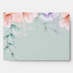 Wedding  Chic Trendy Coral and Lilac Aquarelle Envelope