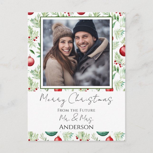 Wedding Christmas Save the Date Postcard (Front)