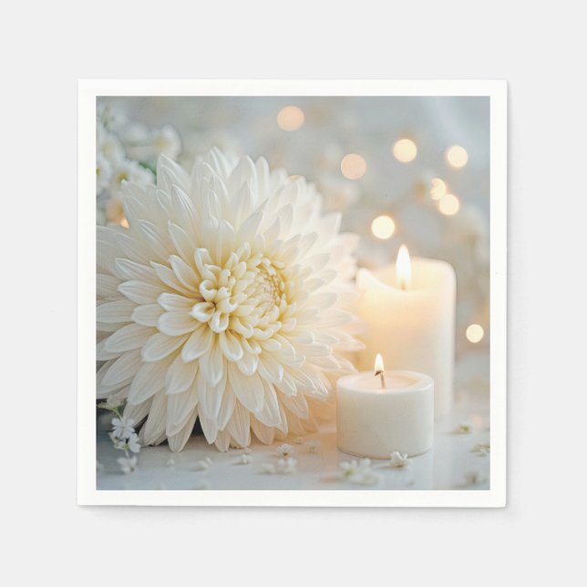 Wedding Chrysanthemum Flower and Candles Napkin (Front)