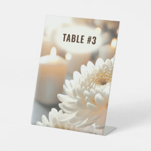 Wedding Chrysanthemum Flower and Candles Pedestal Sign