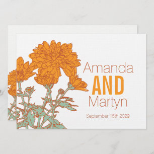 Wedding chrysanthemum orange fall wedding invites