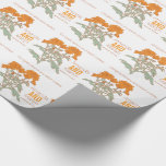 Wedding chrysanthemum orange name date wrap wrapping paper<br><div class="desc">Pretty wedding wrapping paper ideal for wrapping a very special gift to the newly weds or for wrapping wedding favours. Graphic outline chrysanthemum flower art in orange, green and brown wedding gift wrap paper. Ideal for autumn and fall weddings. Customise with bride and groom's name, wedding date and choice of...</div>