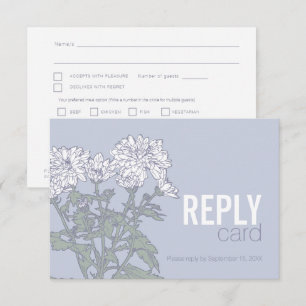 Wedding chrysanthemum white wedding RSVP QR code Card