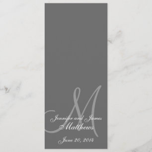 Wedding Church Program Monogram Grey & White Programme