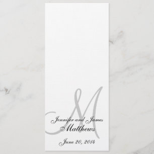 Wedding Church Program Monogram Linen White Programme