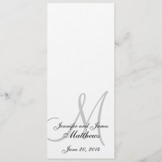 Wedding Church Program Monogram Linen White Programme