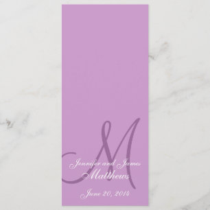 Wedding Church Program Monogram Purple & White Programme