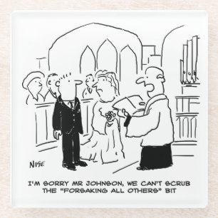 Wedding Church Service Vicar Can't Scrub Vows Glass Coaster