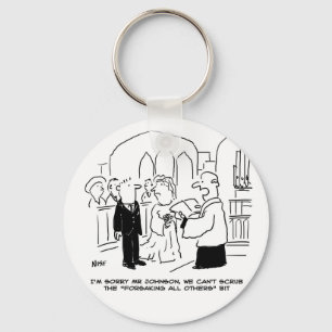 Wedding Church Service Vicar Can't Scrub Vows Key Ring