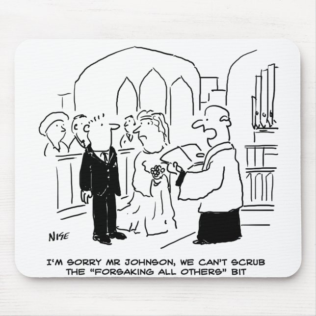 Wedding Church Service Vicar Can't Scrub Vows Mouse Mat (Front)