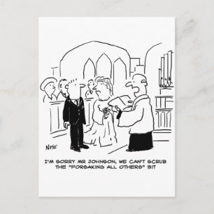Wedding Church Service Vicar Can't Scrub Vows Postcard