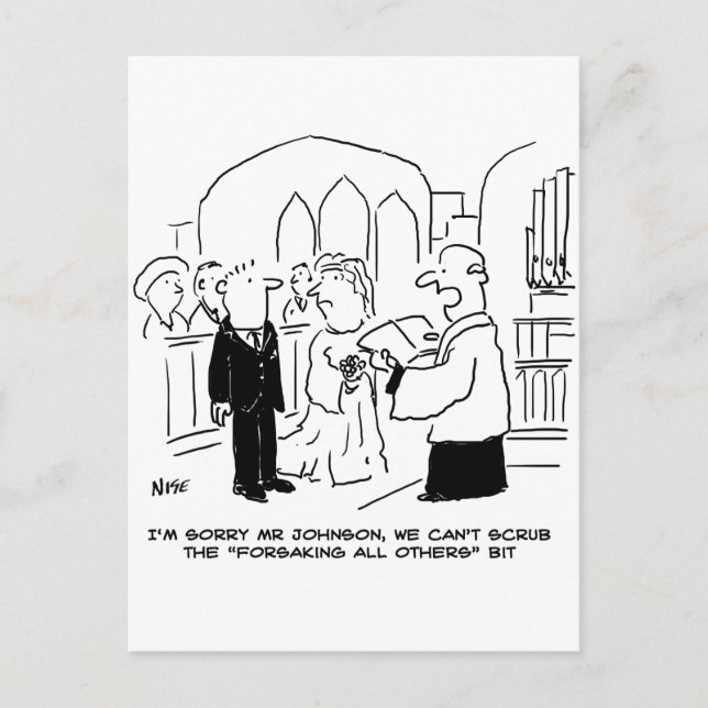 Wedding Church Service Vicar Can't Scrub Vows Postcard (Front)