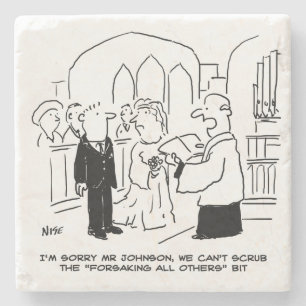 Wedding Church Service Vicar Can't Scrub Vows Stone Coaster