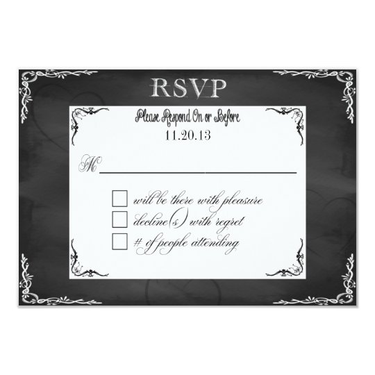 Wedding/Civil Union Chalkboard Typography RSVP Card