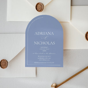Wedding Classic Blue Simple Arch Shaped  Invitation