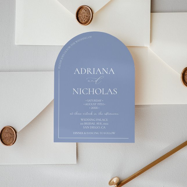 Wedding Classic Blue Simple Arch Shaped  Invitation (Creator Uploaded)
