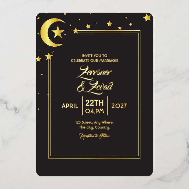 Wedding Classic Gold Luxury Foil Foil Invite Card (Front)