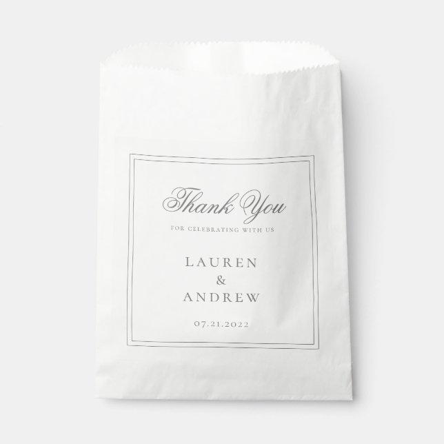 Wedding Classic Grey Modern Minimalist Custom Favour Bags (Front)