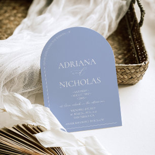 Wedding Classic Light Blue Simple Arch Shaped Invitation
