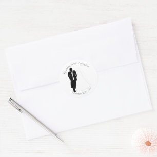 Wedding Classic Round Sticker Bride Groom