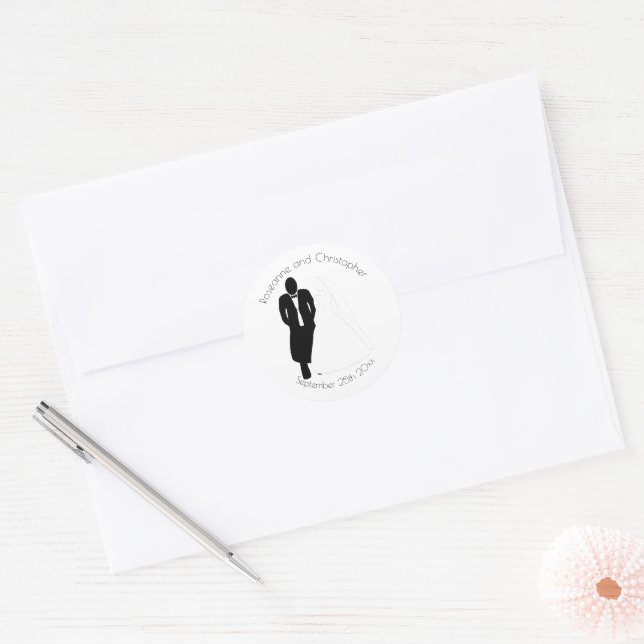 Wedding Classic Round Sticker Bride Groom (Envelope)
