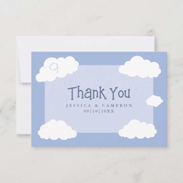 Wedding Cloud Nine Cute Whimsical Fun Gift Unique Thank You Card (Front)