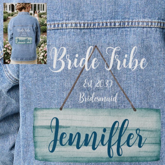 Wedding Coastal Brides Bachelorette Monogram Bride Denim Jacket (Creator Uploaded)