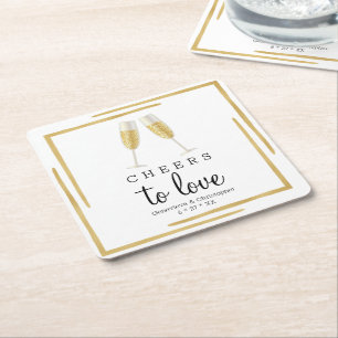 Wedding Coaster Gold Cheers to Love Paper Napkin