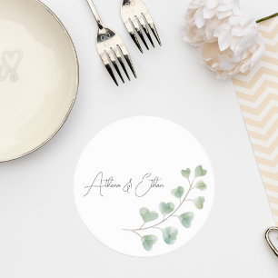 Wedding Coaster with Eucalyptus Leaves