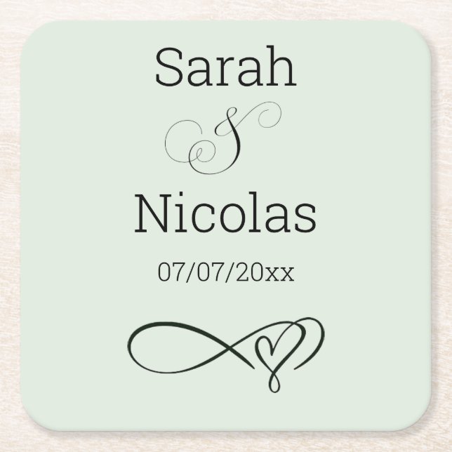 Wedding coasters personalised minimalist  (Front)