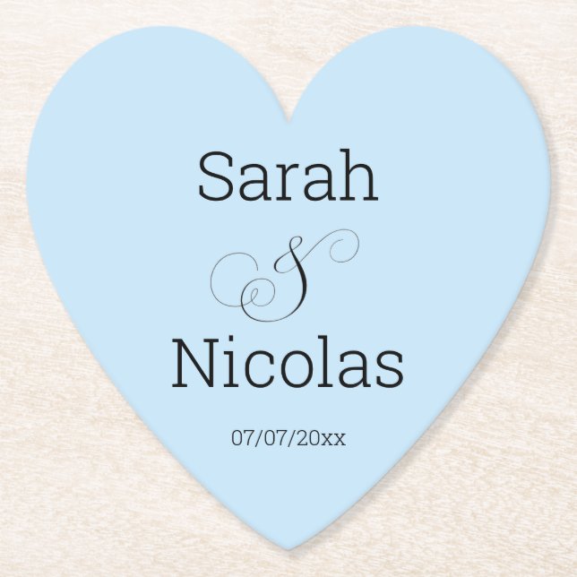 Wedding coasters personalised minimalist  (Front)