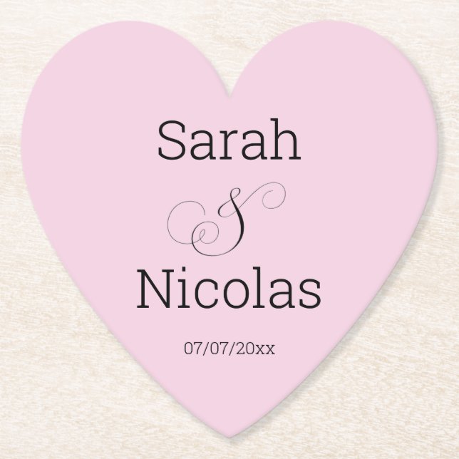 Wedding coasters personalised minimalist  (Front)