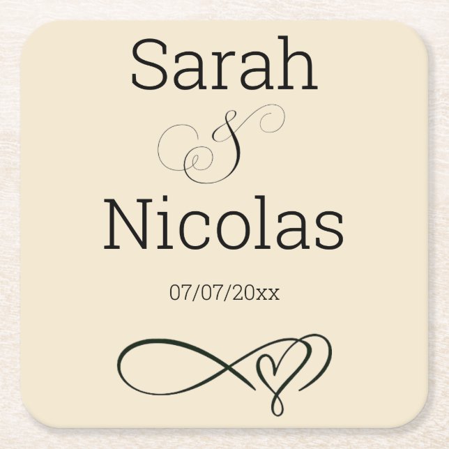 Wedding coasters personalised minimalist  (Front)